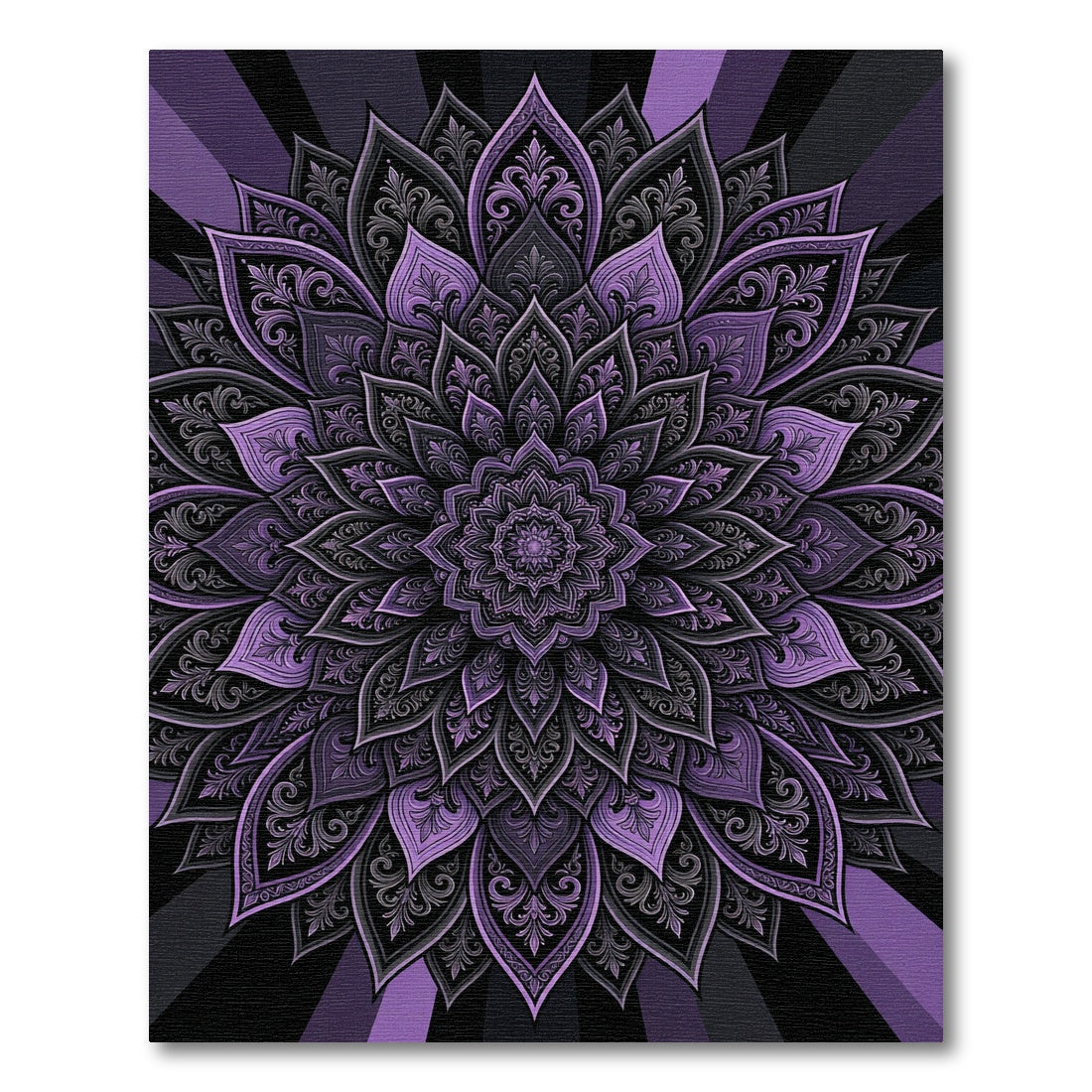 Intricate Amethyst Floral Mandala Hexagon Rug