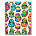Playful Colorful Hatching Dinosaur Easter Eggs Rug