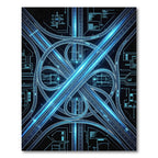 Cyber Neon Highway Interchange Schematic Rug