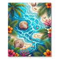 Vibrant Tropical Seashell Aquatic Island Rug