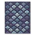 Indigo Floral Scalloped Arch Tile Rug