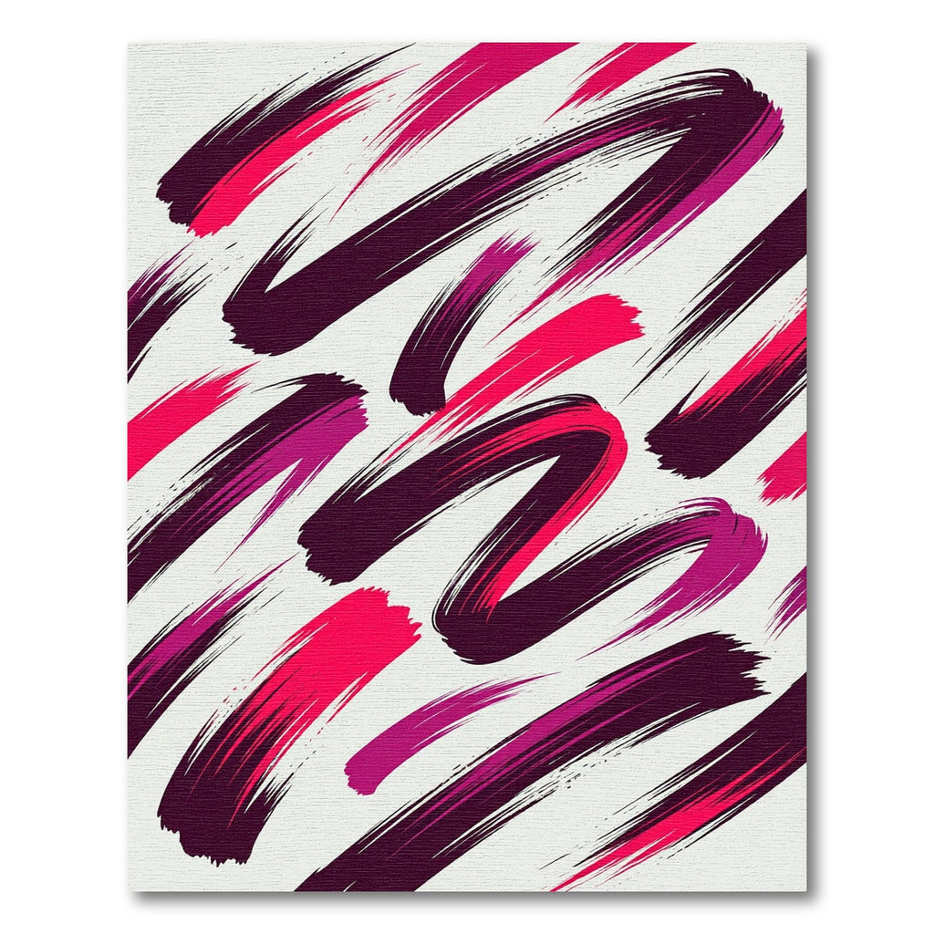 Vibrant Magenta Abstract Brush Stroke Art Rug