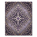 Elegant Violet Gold Floral Damask Rug