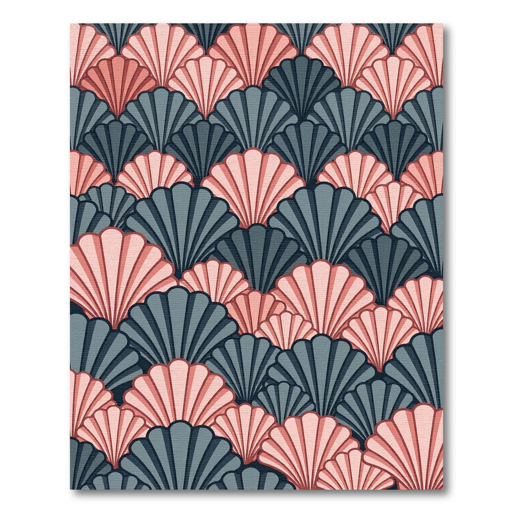 Art Deco Shell Fan Slate Blush Rug