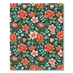Dark Botanical Rose Floral Meadow Rug