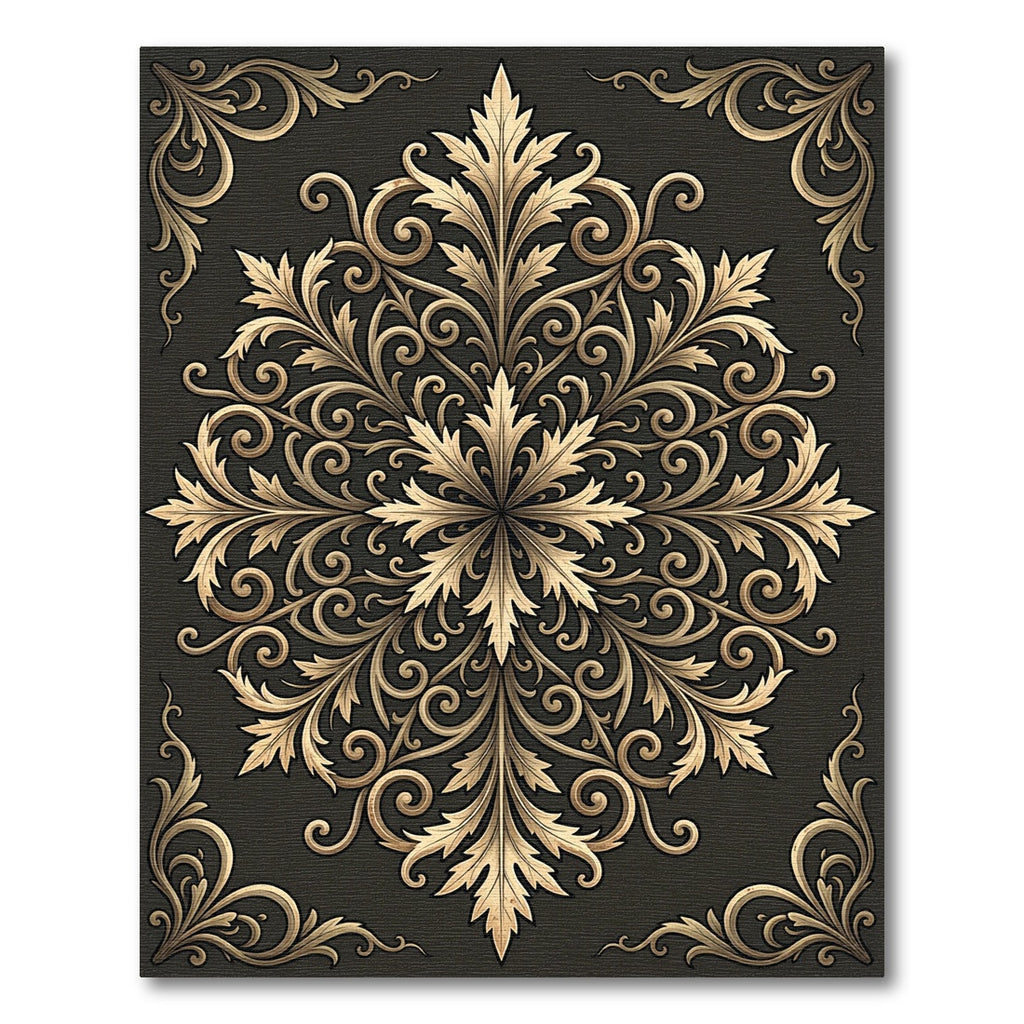 Regal Gold Acanthus Leaf Medallion Rug