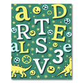 Yellow Dinosaurs White Letters Green Rug