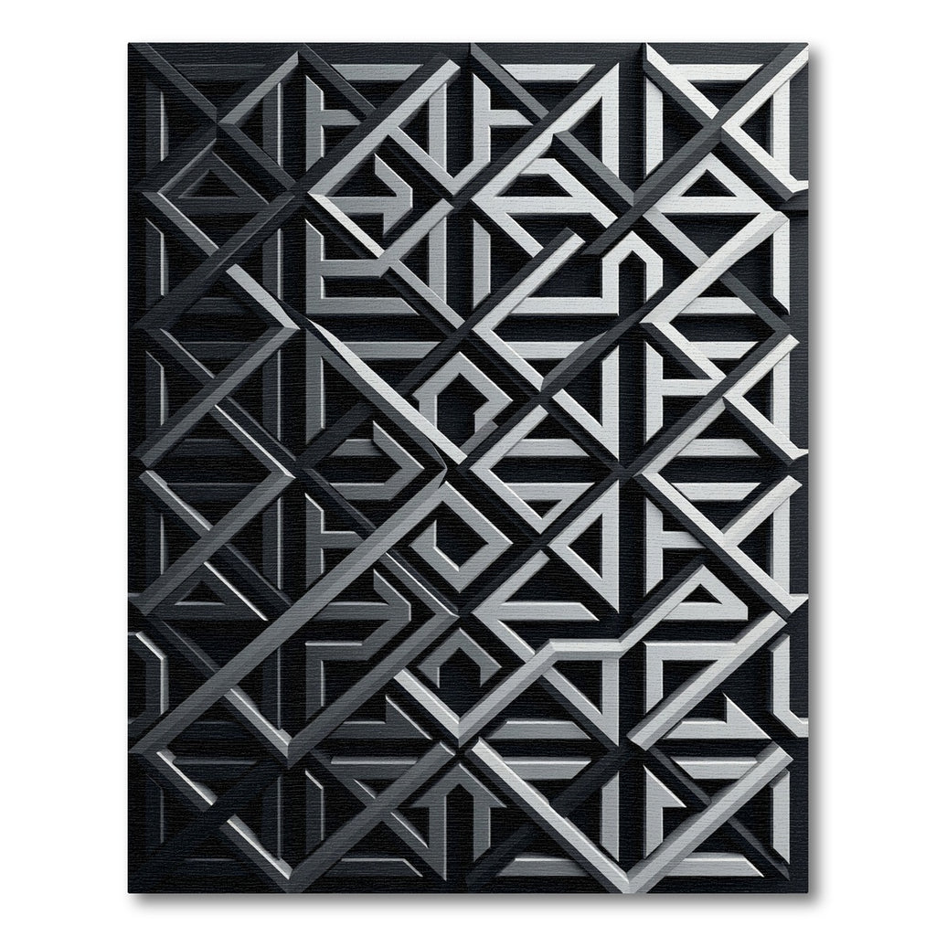 Monochromatic Geometric Lattice 3D Art Rug