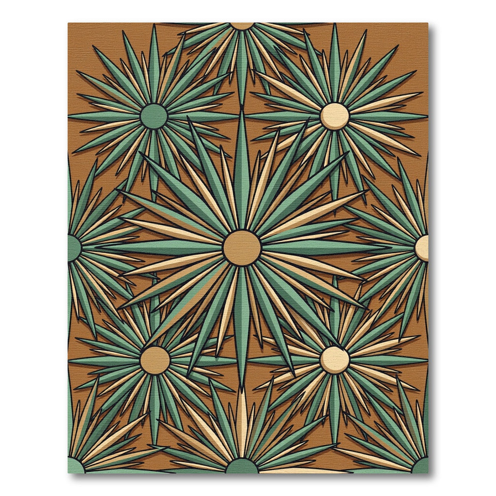 Art Deco Starburst Golden Sage Rug