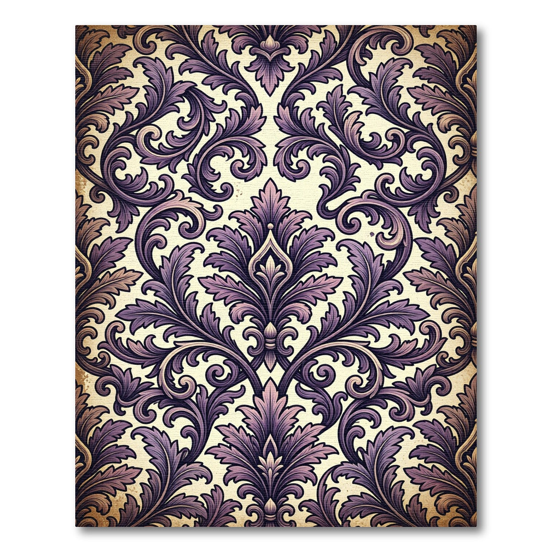 Elegant Amethyst Ornate Scroll Damask Rug