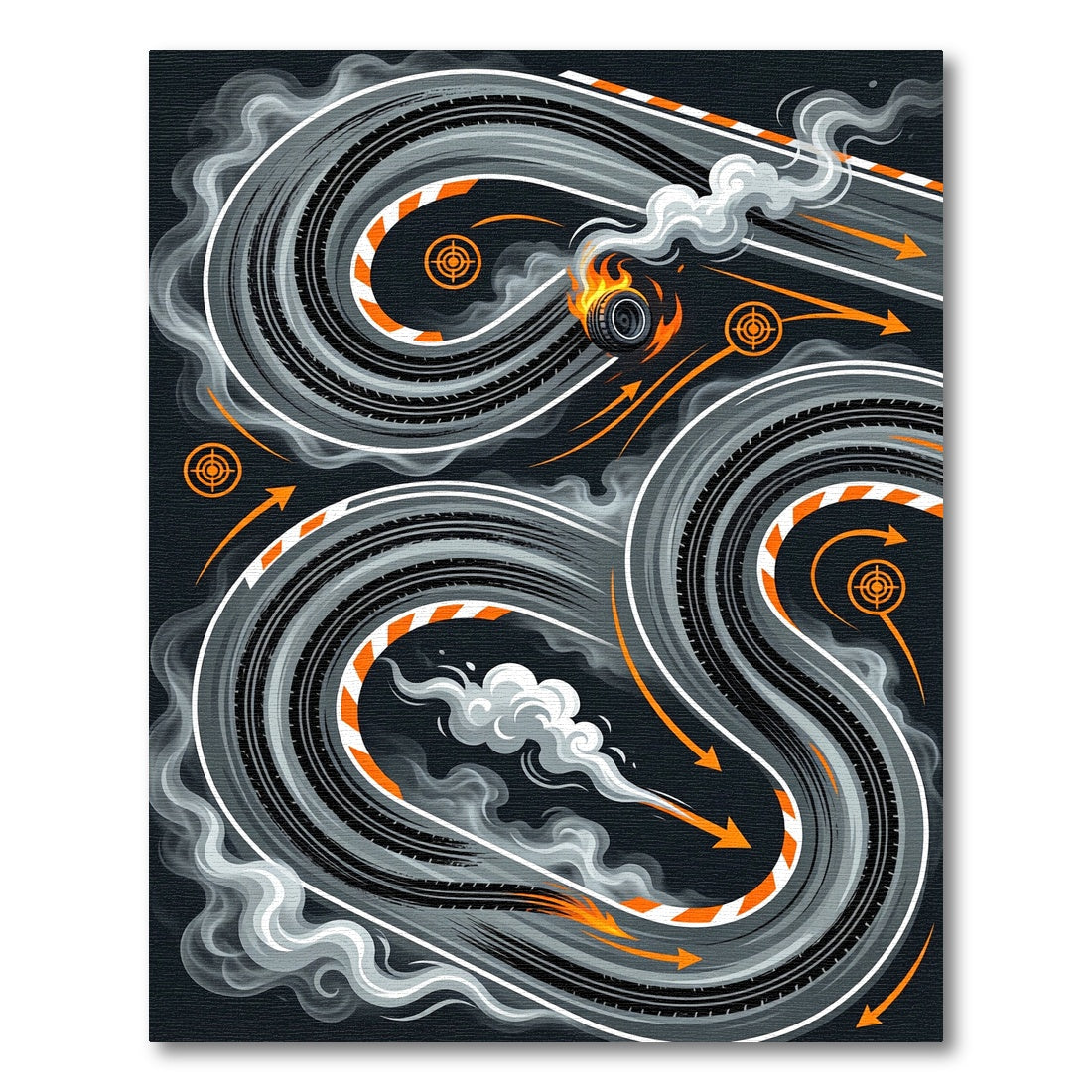 Dynamic Drift Tire Smoke Racing Track Rug
