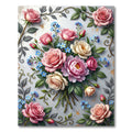 Elegant Pastel Rose and Forget Me Not Bouquet Rug