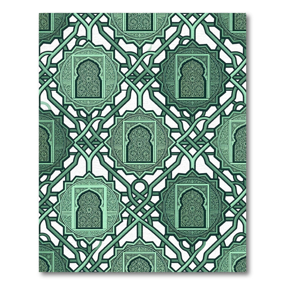 Mint Green Interlocking Geometric Archways Rug