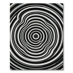 Monochrome Concentric Rippled Circle Abstract Rug