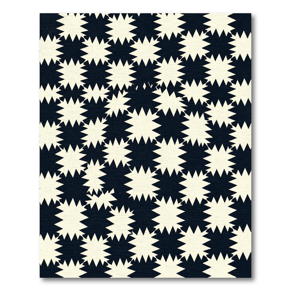 Ivory Black Starburst Checkerboard Rug
