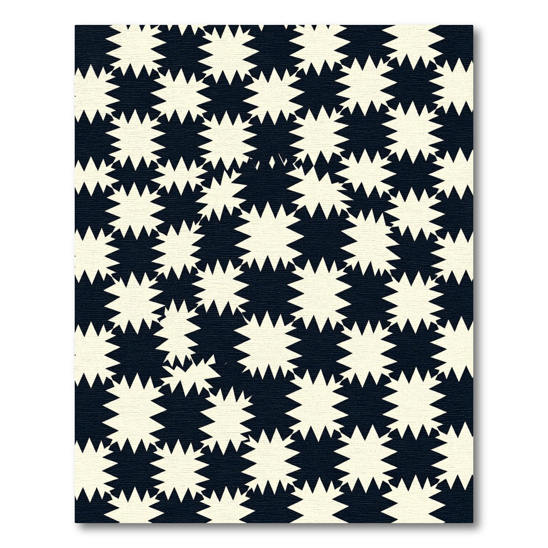 Ivory Black Starburst Checkerboard Rug