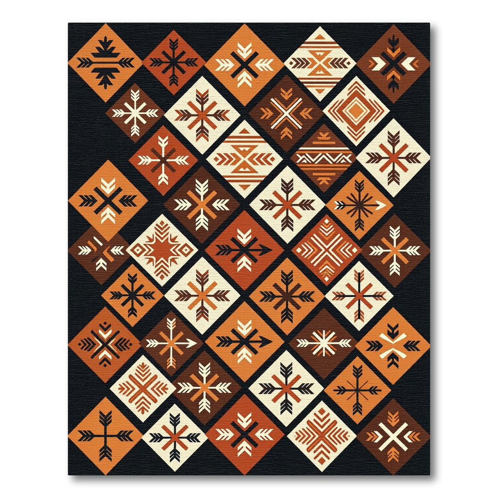 Earthy Terracotta Geometric Diamond Arrow Rug