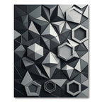Monochromatic Geometric Hexagon Prism Mosaic Rug