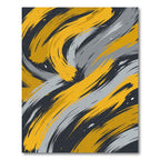 Yellow Gray Swirling Strokes Rug