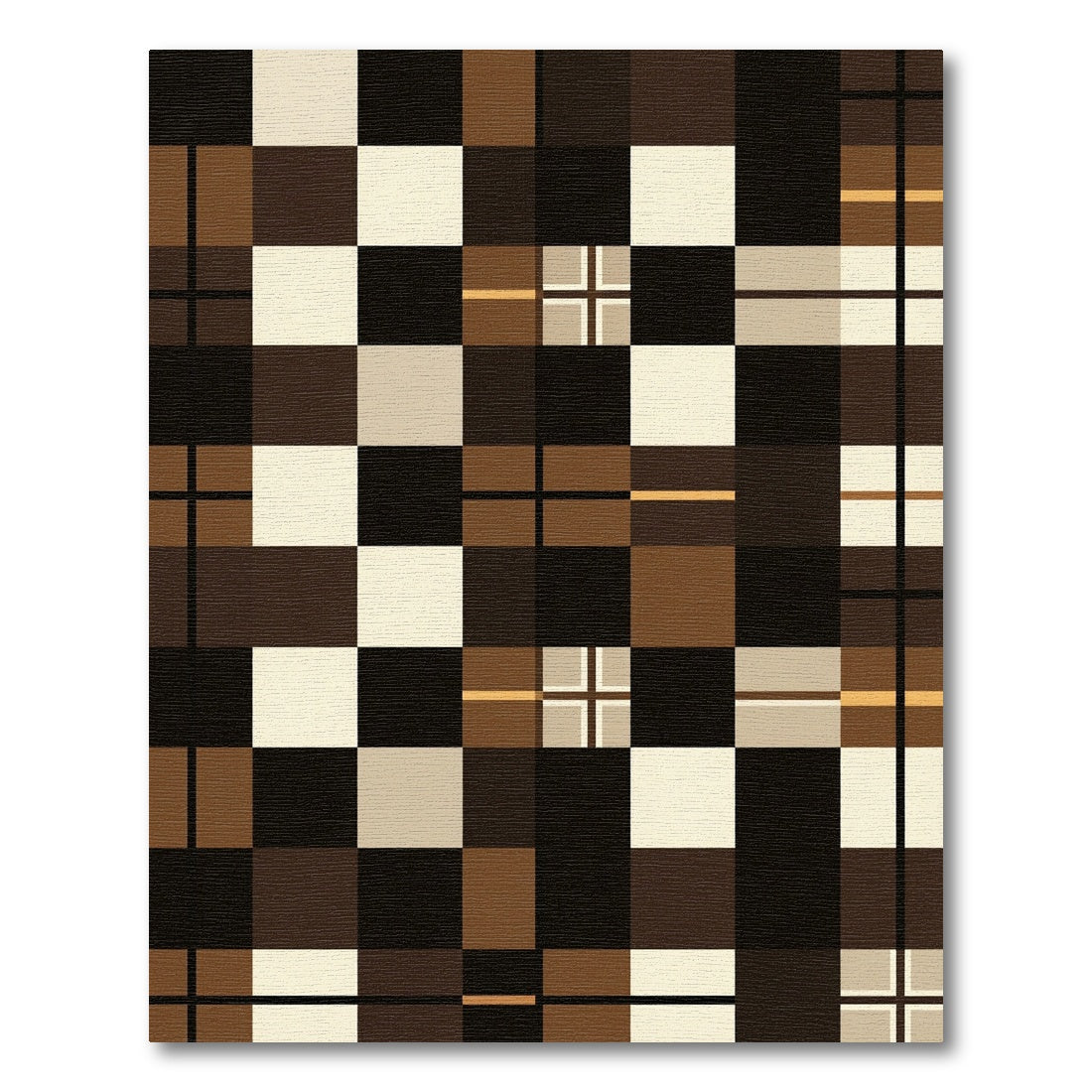 Modern Earthy Tone Geometric Checkered Rug