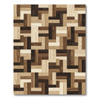 Geometric Parquet Wood Grain Block Rug