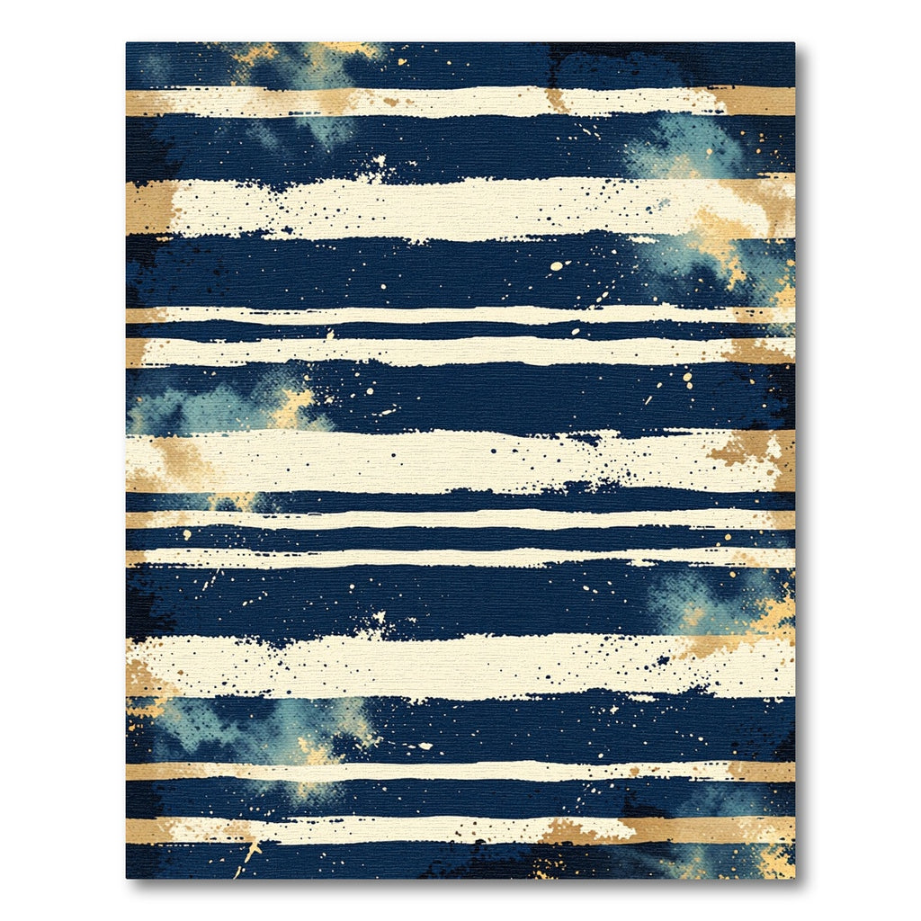 Navy Gold Textured Stripe Rug