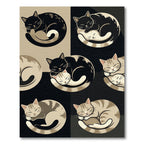 Charming Sleeping Cats Monochrome Art Rug