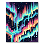 Vibrant Neon Aurora Abstract Wave Rug