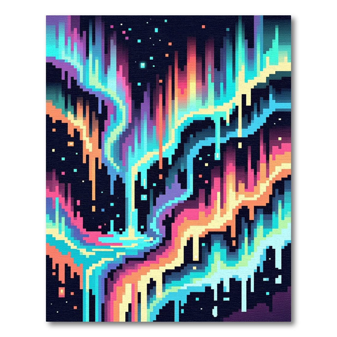 Vibrant Neon Aurora Abstract Wave Rug