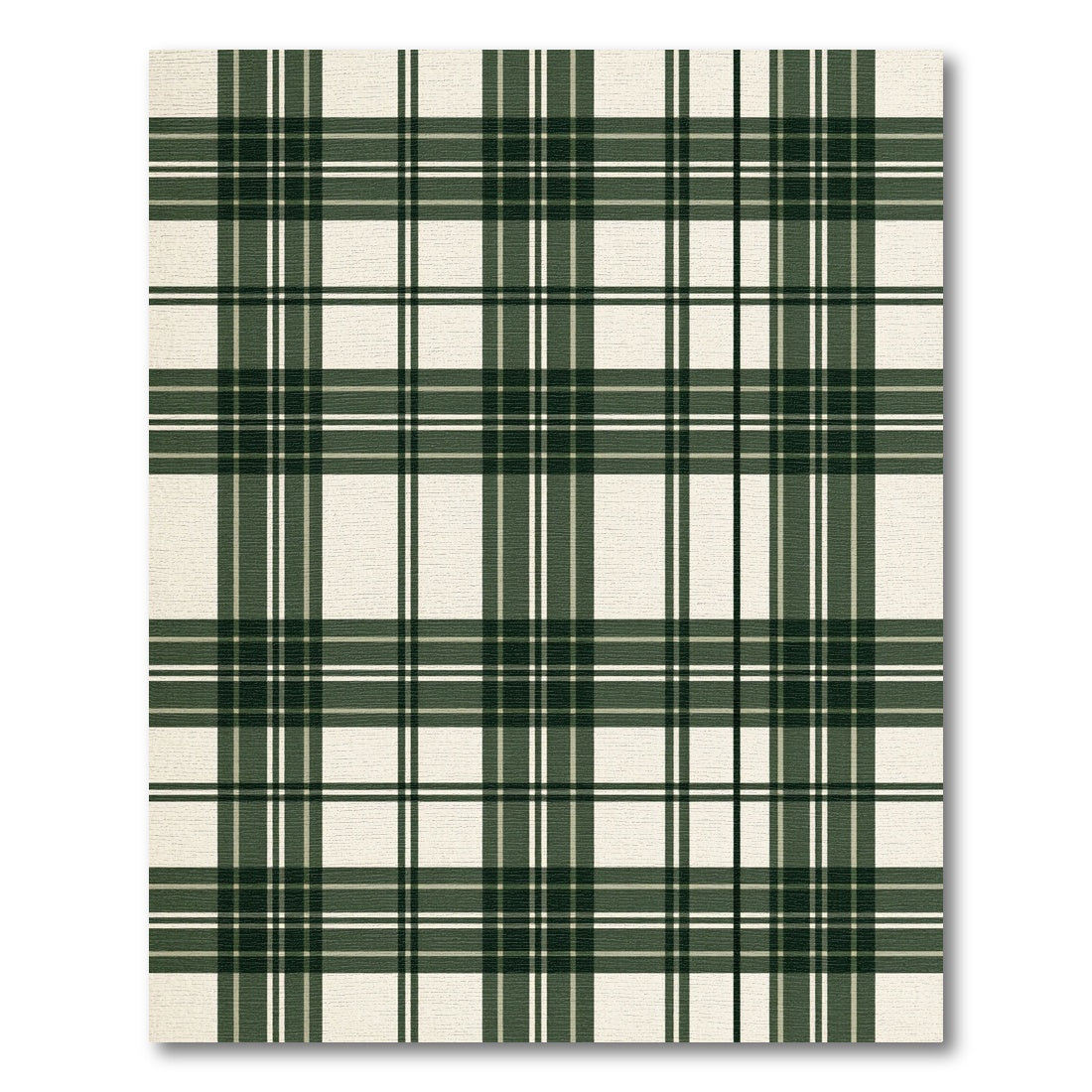 Classic Green Cream Plaid Check Rug