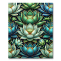 Golden Outline Teal Lotus Garden Rug