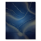 Cosmic Golden Polka Dot Blue Wave Rug