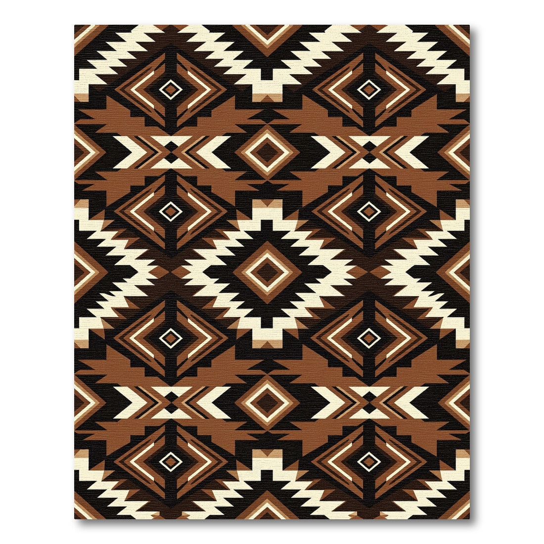 Earthy Brown Geometric Diamond Navajo Rug