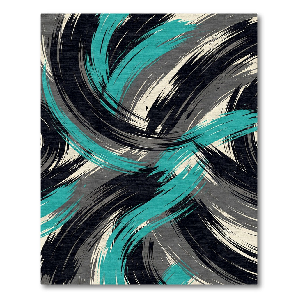 Abstract Teal Black Swirl Rug