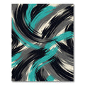 Abstract Teal Black Swirl Rug