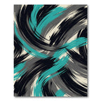 Abstract Teal Black Swirl Rug