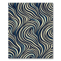 Navy and Cream Abstract Swirling Waves Rug