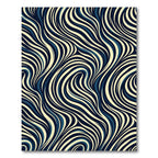 Navy and Cream Abstract Swirling Waves Rug