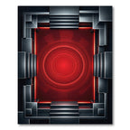 Futuristic Red Concentric Circles Geometric Display Rug