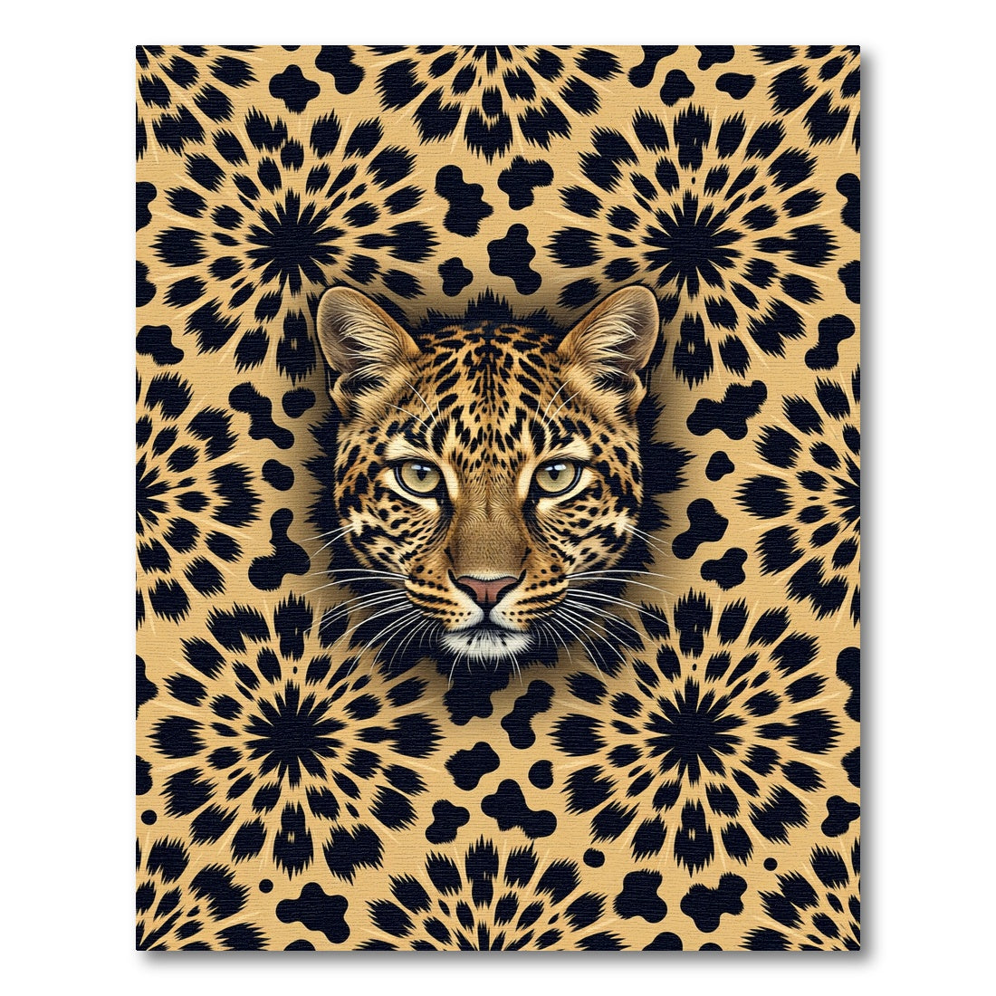 Golden Leopard Flower Burst Rug