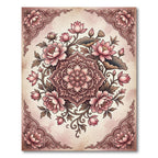 Blush Pink Floral Lotus Medallion Rug