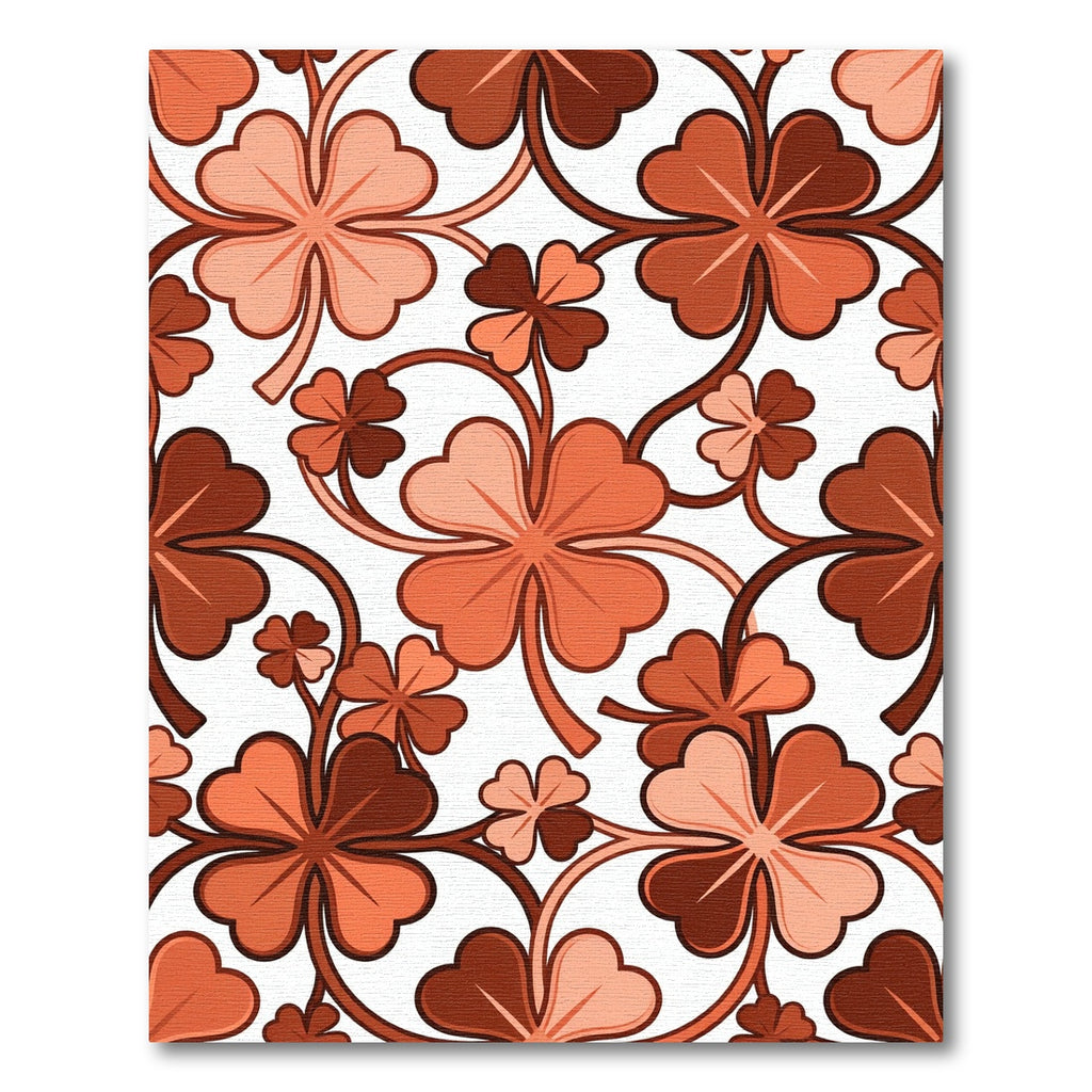 Terra Cotta Four Leaf Clover Botanical Rug