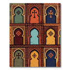 Arched Terracotta Blue Medallion Cross Rug