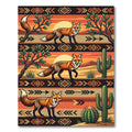 Sunset Desert Fox Geometric Border Rug
