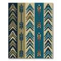 Earthy Teal Geometric Arrow Striped Rug