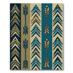 Earthy Teal Geometric Arrow Striped Rug