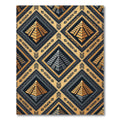 Gold Aztec Mayan Geometric Pyramid Rug