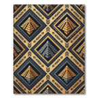 Gold Aztec Mayan Geometric Pyramid Rug