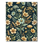 Wildflower Meadow Botanical Dark Floral Wallpaper Rug
