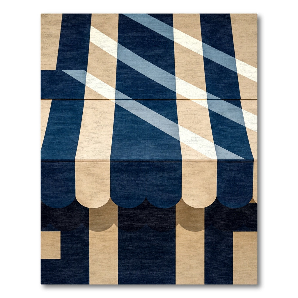 Modern Navy and Beige Striped Rug